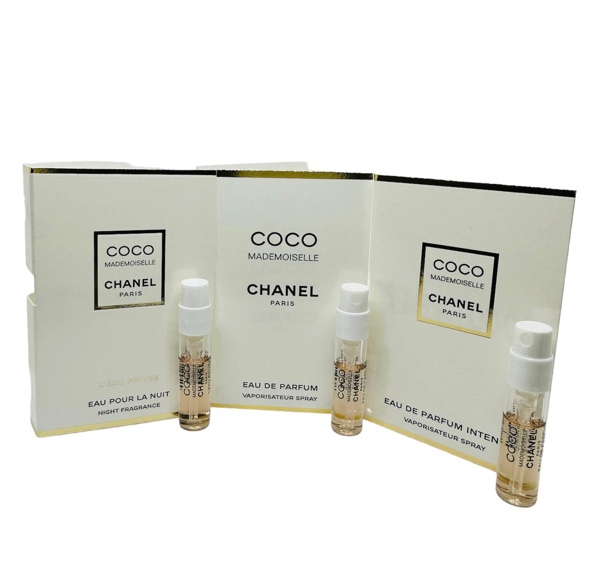 CHANEL Coco Mademoiselle Collection 3 Vial Sample1.5ml each (1 EDP/1 Intense/1 L'eau Privee)(0.05 Fl Oz)
