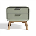 Green nightstand with two drawers and wooden legs 60 x 40 x 50cm