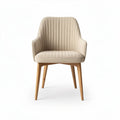 Upholstered dining chair with ribbed fabric and wooden legs 50 x 50 x 80cm
