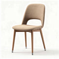Modern fabric dining chair with wooden legs and ergonomic back support 45 x 45 x 90cm