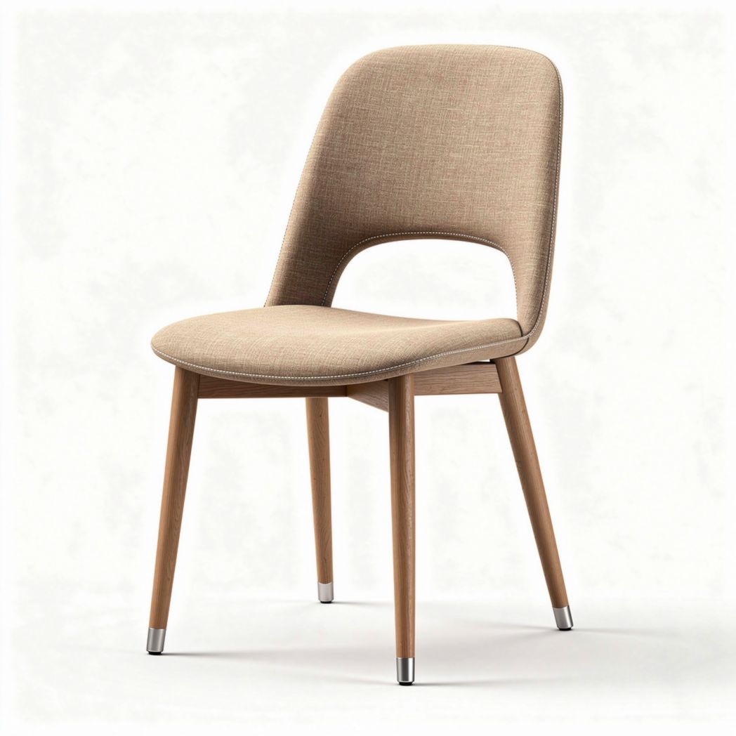 Modern fabric dining chair with wooden legs and ergonomic back support 45 x 45 x 90cm