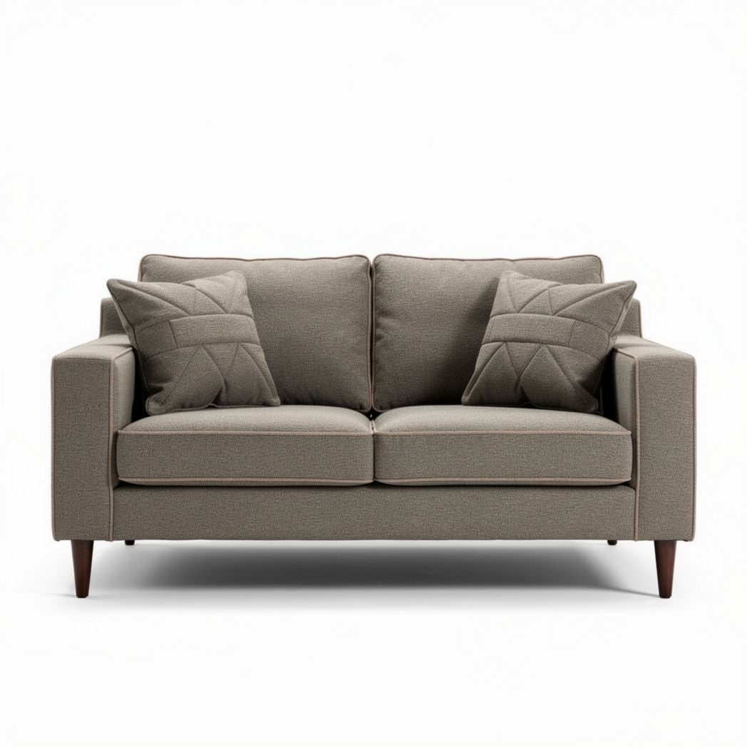 Two-seat sofa with fabric upholstery and wooden legs 180 x 90 x 80cm in gray