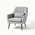 Gray upholstered accent chair with decorative cushion and black legs 85 x 80 x 90cm