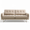Fabric upholstered sofa with stainless steel frame in beige 180 x 85 x 75cm