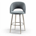 Upholstered bar stool with ribbed design and stainless steel legs 45 x 45 x 100cm