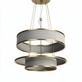 Gray fabric pendant light fixture with dual ring design 30 x 30 x 20cm