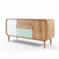 Wooden sideboard cabinet with colorful sliding doors 150 x 40 x 70cm