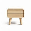 Wooden nightstand with drawer for bedroom storage in natural finish 50 x 40 x 45cm