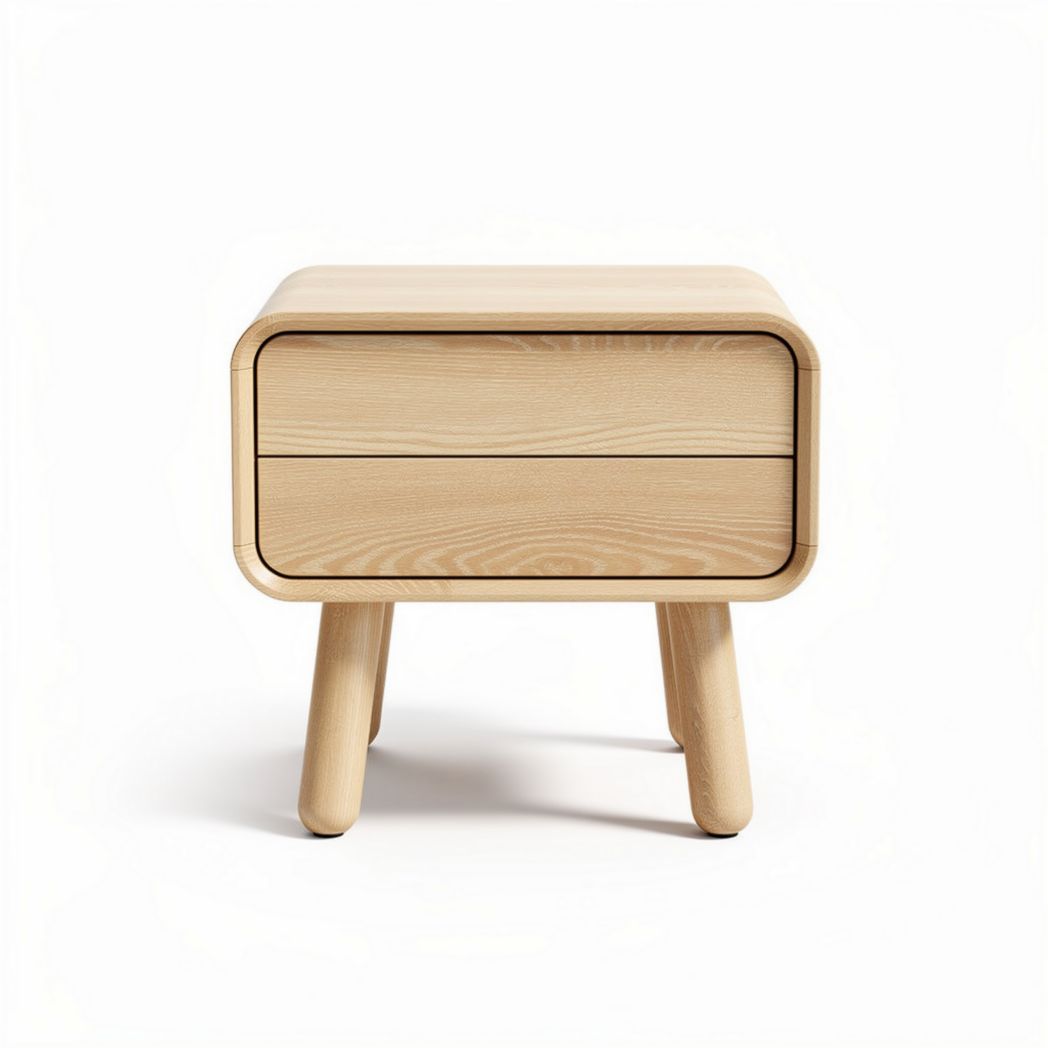 Wooden nightstand with drawer for bedroom storage in natural finish 50 x 40 x 45cm