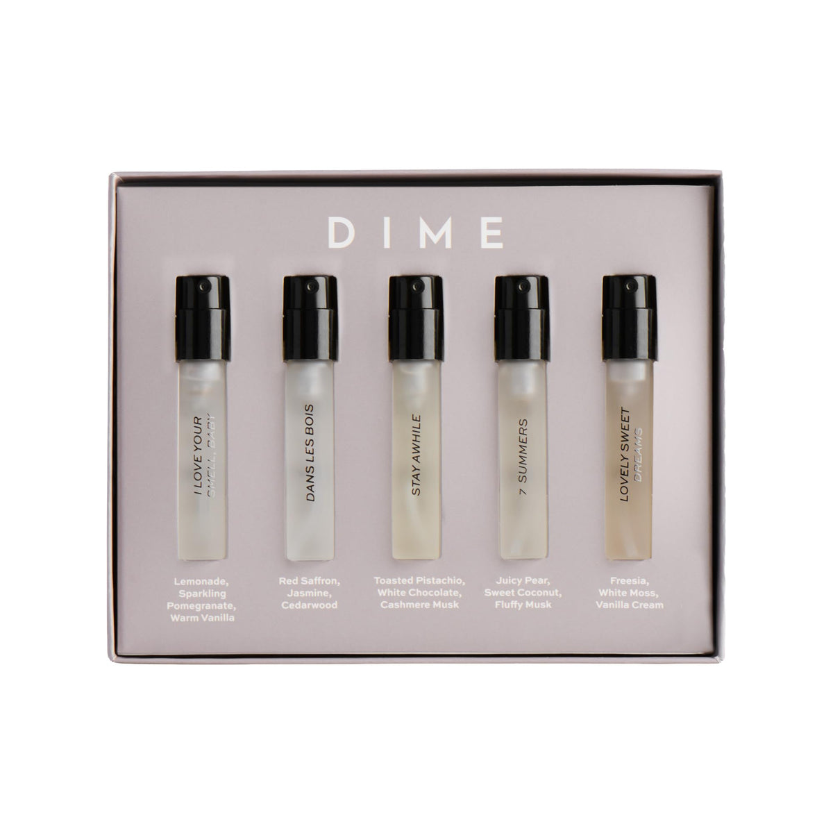 DIME Beauty Perfume Sampler, Set of 5, 2 ml(0.35 Fl Oz)
