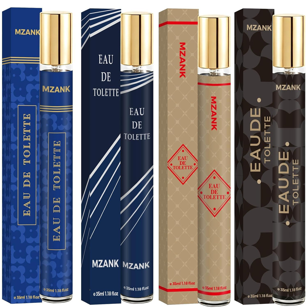 MZANK Cologne for Men, 4 Pack Perfume for Him, Mens Cologne Sampler Sets, Travel Size Perfume, Eau de Toilette, Body Spray Long Lasting Gifts for Him Birthday Anniversary Valentines Christmas(18ML)