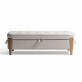 Fabric storage bench with wooden legs and upholstered top 90 x 40 x 45cm
