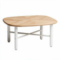 Oak wood coffee table with white metal legs 90 x 60 x 40cm
