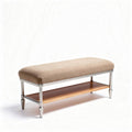Gray faux leather upholstered bench 120 x 40 x 45cm for entryway use