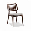 Wooden dining chair with fabric seat and backrest in walnut finish 45 x 45 x 85cm