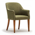 Fabric accent chair with wooden legs in olive green 65 x 60 x 80cm