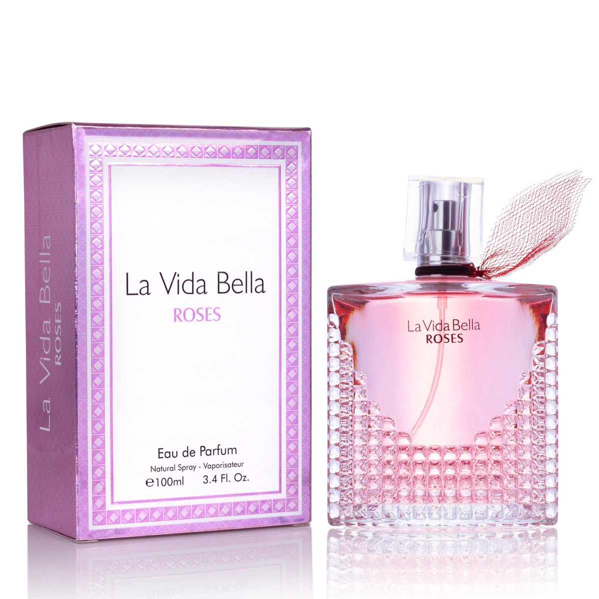 La Vida Bella Roses for Women Eau De Parfum - Floral Amber Fragrance that Combines Top Notes of Raspberry, Pink Pepper  Bergamot - Sugary Rush  Citrusy - Spicy  Rich Aromatic Scent 100ml Bottle(3.4 Fl Oz)
